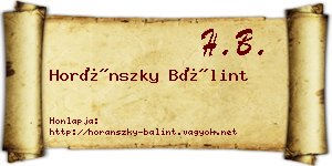 Horánszky Bálint névjegykártya
