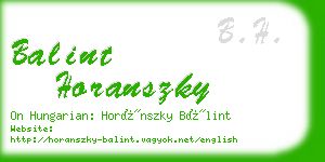 balint horanszky business card